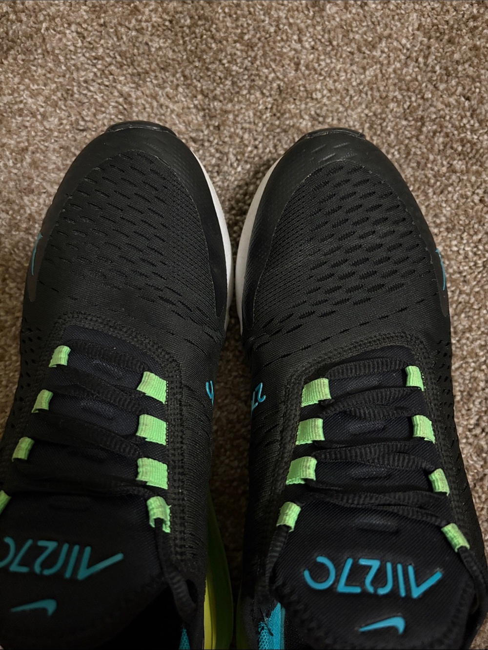 Nike Black Teal and Lime Air Max 270 Sneakers - Picture 7 of 8